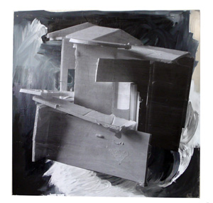 Anna Fasshauer Haussatelit Collage auf Aluminium 125 x 125 cm 2008